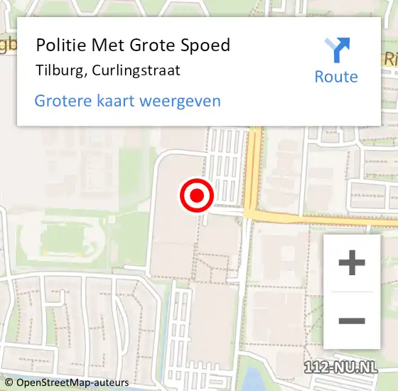 Locatie op kaart van de 112 melding: Politie Met Grote Spoed Naar Tilburg, Curlingstraat op 3 november 2022 11:52