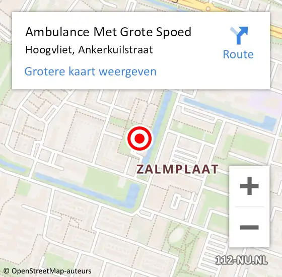 Locatie op kaart van de 112 melding: Ambulance Met Grote Spoed Naar Hoogvliet, Ankerkuilstraat op 3 november 2022 11:56