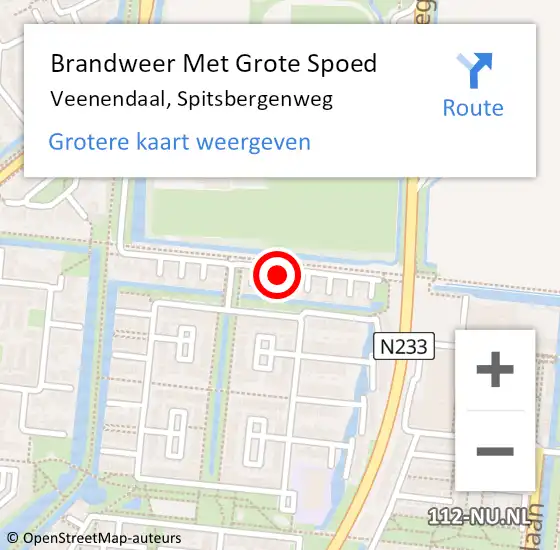 Locatie op kaart van de 112 melding: Brandweer Met Grote Spoed Naar Veenendaal, Spitsbergenweg op 3 november 2022 11:57