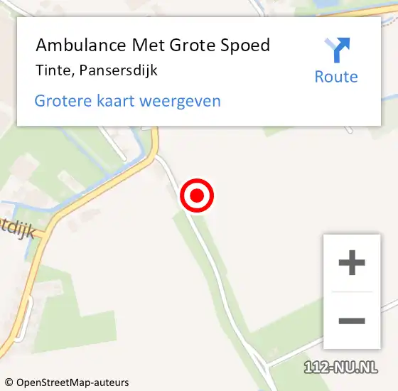 Locatie op kaart van de 112 melding: Ambulance Met Grote Spoed Naar Tinte, Pansersdijk op 3 november 2022 12:04