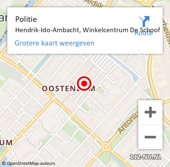 Locatie op kaart van de 112 melding: Politie Hendrik-Ido-Ambacht, Winkelcentrum De Schoof op 3 november 2022 12:17