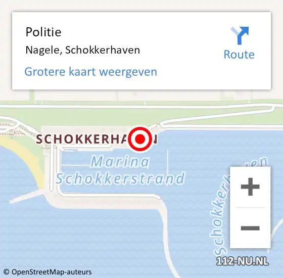 Locatie op kaart van de 112 melding: Politie Nagele, Schokkerhaven op 3 november 2022 12:46
