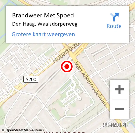 Locatie op kaart van de 112 melding: Brandweer Met Spoed Naar Den Haag, Waalsdorperweg op 3 november 2022 12:46