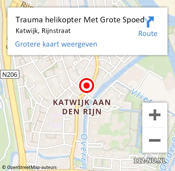 Locatie op kaart van de 112 melding: Trauma helikopter Met Grote Spoed Naar Katwijk, Rijnstraat op 3 november 2022 12:56