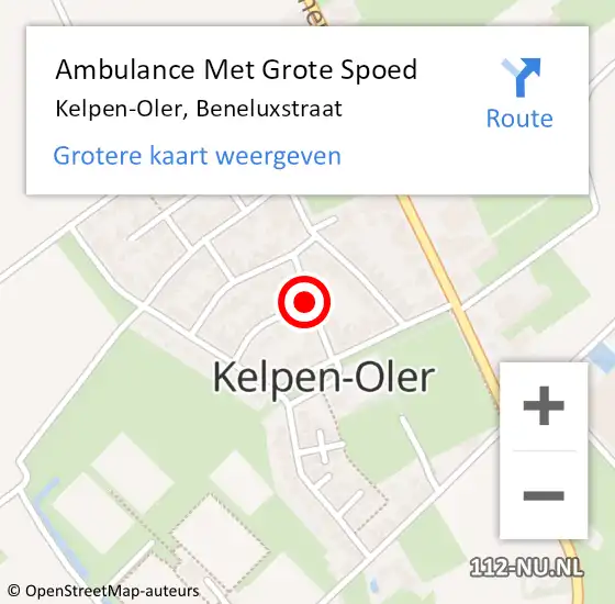 Locatie op kaart van de 112 melding: Ambulance Met Grote Spoed Naar Kelpen-Oler, Beneluxstraat op 3 november 2022 12:57