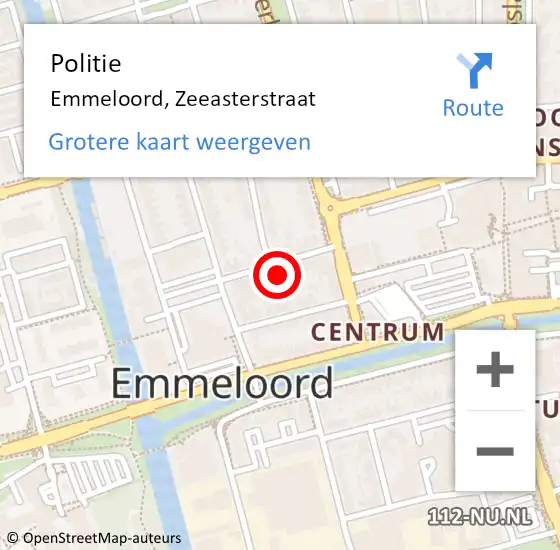 Locatie op kaart van de 112 melding: Politie Emmeloord, Zeeasterstraat op 3 november 2022 12:57