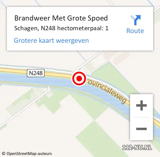 Locatie op kaart van de 112 melding: Brandweer Met Grote Spoed Naar Schagen, N248 hectometerpaal: 1 op 3 november 2022 13:21