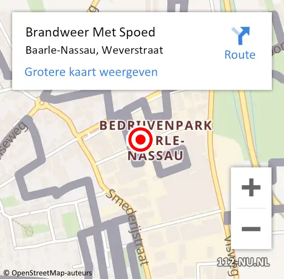 Locatie op kaart van de 112 melding: Brandweer Met Spoed Naar Baarle-Nassau, Weverstraat op 3 november 2022 13:24