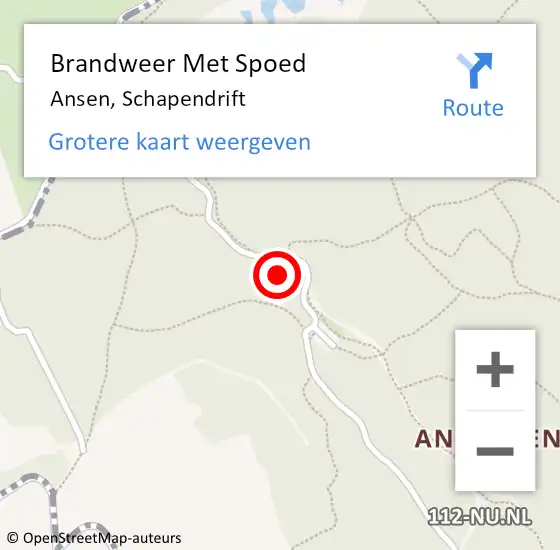 Locatie op kaart van de 112 melding: Brandweer Met Spoed Naar Ansen, Schapendrift op 3 november 2022 13:29