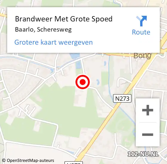 Locatie op kaart van de 112 melding: Brandweer Met Grote Spoed Naar Baarlo, Scheresweg op 3 november 2022 13:30