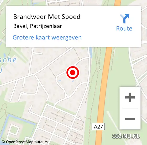 Locatie op kaart van de 112 melding: Brandweer Met Spoed Naar Bavel, Patrijzenlaar op 3 november 2022 13:35