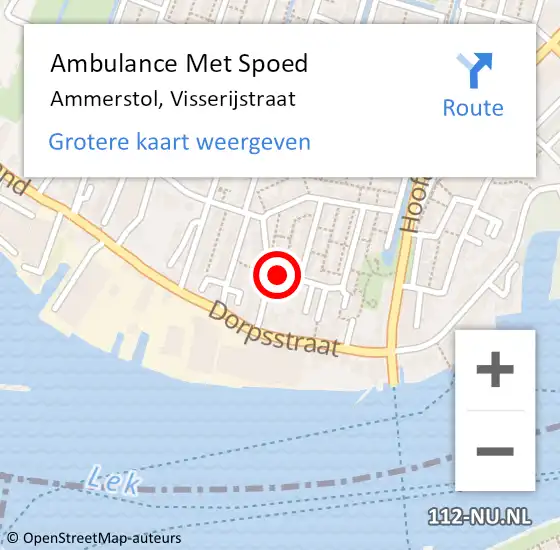 Locatie op kaart van de 112 melding: Ambulance Met Spoed Naar Ammerstol, Visserijstraat op 3 november 2022 13:47