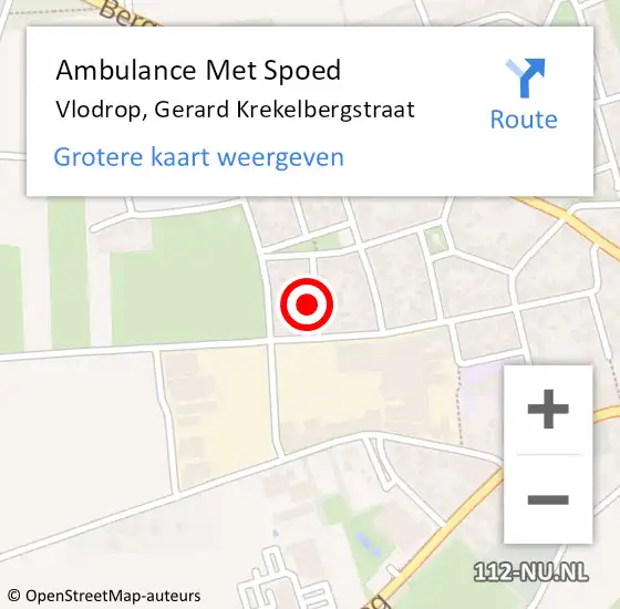 Locatie op kaart van de 112 melding: Ambulance Met Spoed Naar Vlodrop, Gerard Krekelbergstraat op 3 november 2022 13:50