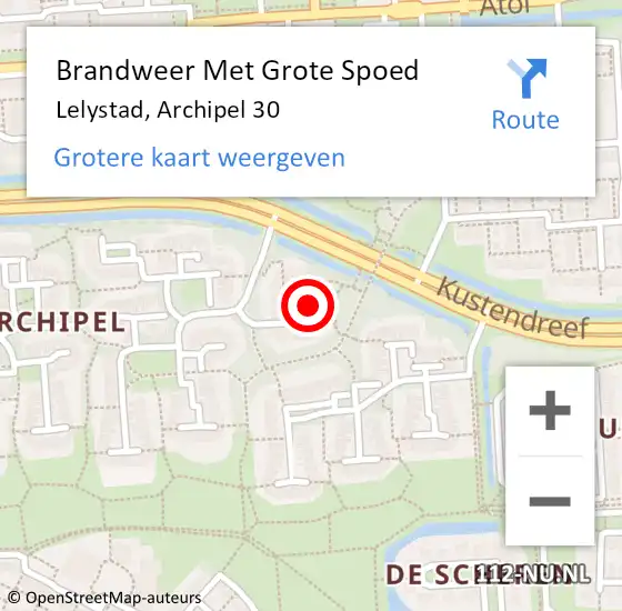 Locatie op kaart van de 112 melding: Brandweer Met Grote Spoed Naar Lelystad, Archipel 30 op 3 november 2022 13:54