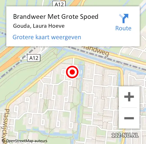 Locatie op kaart van de 112 melding: Brandweer Met Grote Spoed Naar Gouda, Laura Hoeve op 3 november 2022 13:58