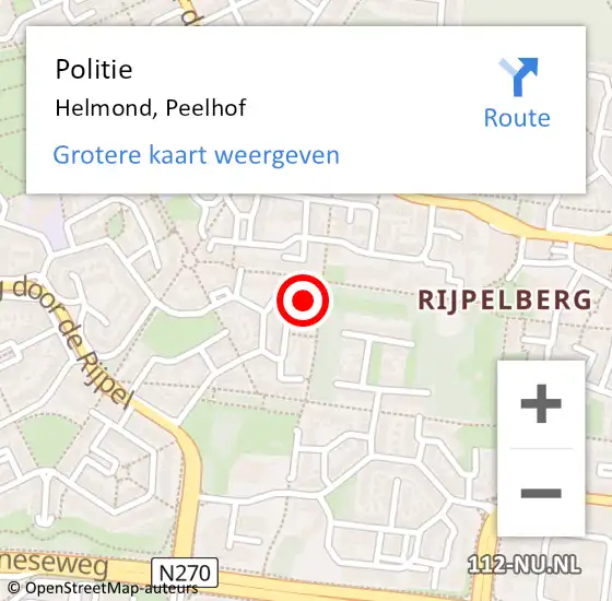 Locatie op kaart van de 112 melding: Politie Helmond, Peelhof op 3 november 2022 14:02