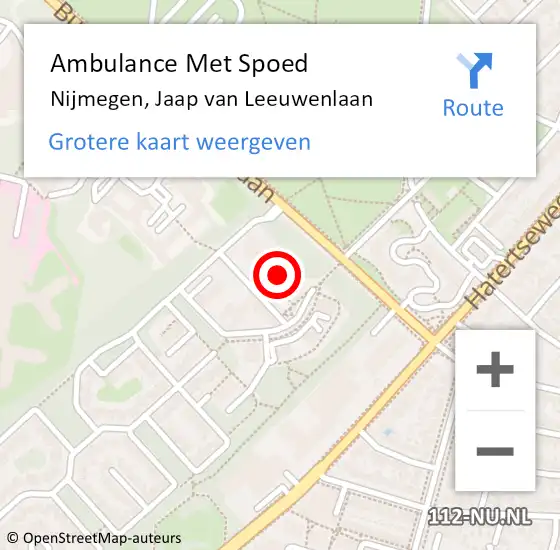 Locatie op kaart van de 112 melding: Ambulance Met Spoed Naar Nijmegen, Jaap van Leeuwenlaan op 3 november 2022 14:18