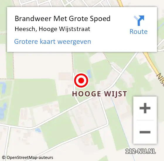 Locatie op kaart van de 112 melding: Brandweer Met Grote Spoed Naar Heesch, Hooge Wijststraat op 3 november 2022 14:49