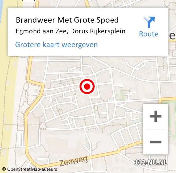 Locatie op kaart van de 112 melding: Brandweer Met Grote Spoed Naar Egmond aan Zee, Dorus Rijkersplein op 3 november 2022 15:00