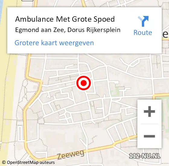 Locatie op kaart van de 112 melding: Ambulance Met Grote Spoed Naar Egmond aan Zee, Dorus Rijkersplein op 3 november 2022 15:01