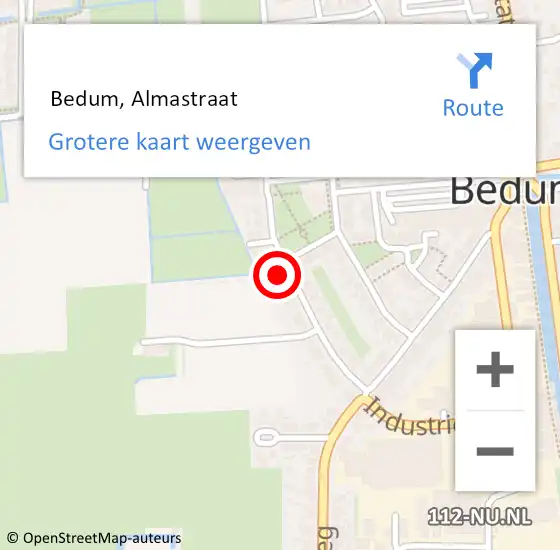 Locatie op kaart van de 112 melding:  Bedum, Almastraat op 3 november 2022 15:02