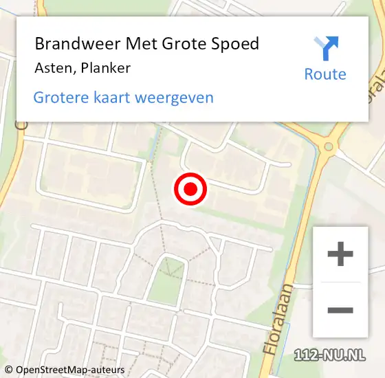 Locatie op kaart van de 112 melding: Brandweer Met Grote Spoed Naar Asten, Planker op 3 november 2022 15:14