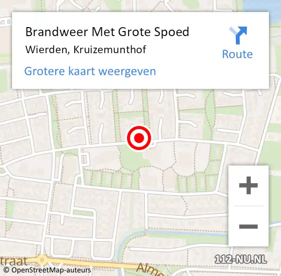 Locatie op kaart van de 112 melding: Brandweer Met Grote Spoed Naar Wierden, Kruizemunthof op 3 november 2022 15:20