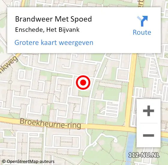 Locatie op kaart van de 112 melding: Brandweer Met Spoed Naar Enschede, Het Bijvank op 3 november 2022 15:32