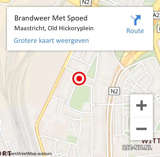 Locatie op kaart van de 112 melding: Brandweer Met Spoed Naar Maastricht, Old Hickoryplein op 3 november 2022 16:02
