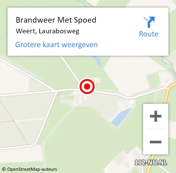 Locatie op kaart van de 112 melding: Brandweer Met Spoed Naar Weert, Laurabosweg op 3 november 2022 16:09