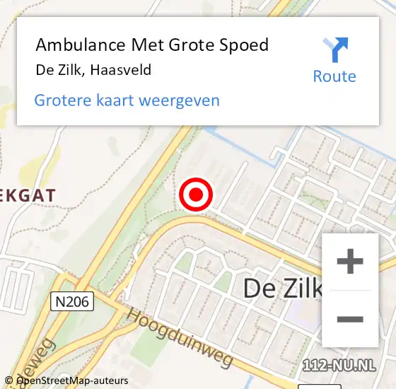 Locatie op kaart van de 112 melding: Ambulance Met Grote Spoed Naar De Zilk, Haasveld op 3 november 2022 16:20