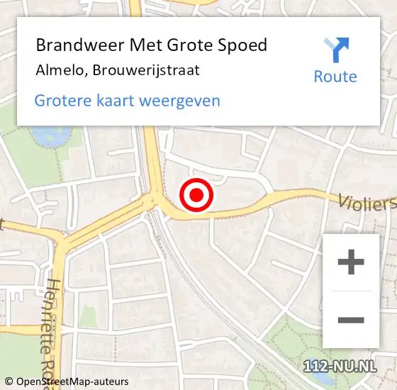 Locatie op kaart van de 112 melding: Brandweer Met Grote Spoed Naar Almelo, Brouwerijstraat op 3 november 2022 16:20