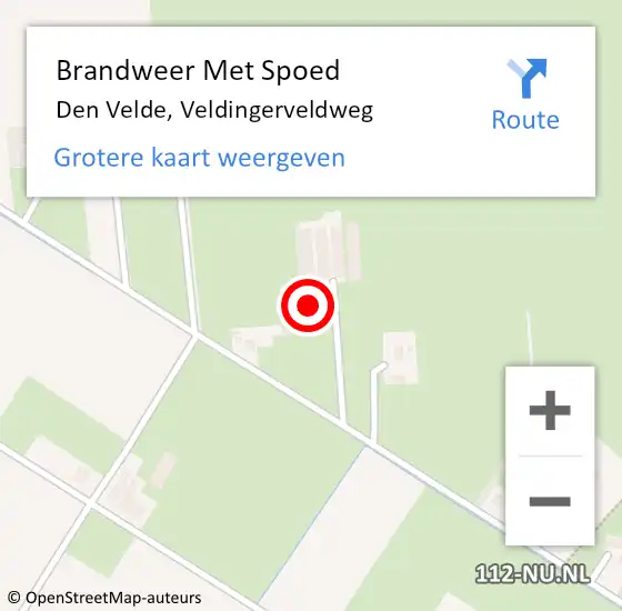 Locatie op kaart van de 112 melding: Brandweer Met Spoed Naar Den Velde, Veldingerveldweg op 3 november 2022 16:25