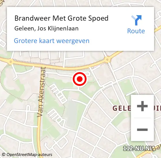 Locatie op kaart van de 112 melding: Brandweer Met Grote Spoed Naar Geleen, Jos Klijnenlaan op 3 november 2022 16:35