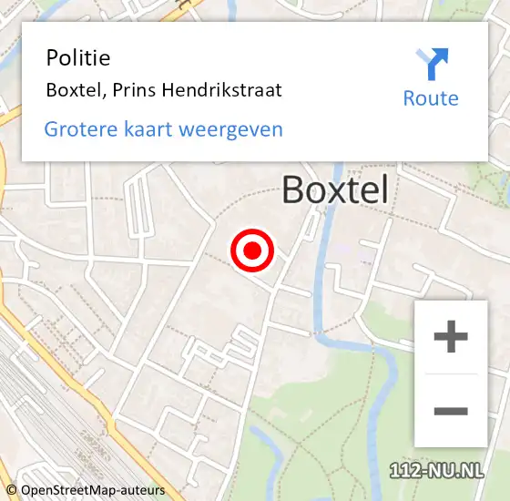 Locatie op kaart van de 112 melding: Politie Boxtel, Prins Hendrikstraat op 3 november 2022 16:45