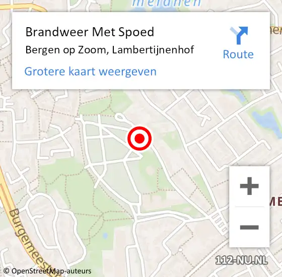 Locatie op kaart van de 112 melding: Brandweer Met Spoed Naar Bergen op Zoom, Lambertijnenhof op 3 november 2022 16:58