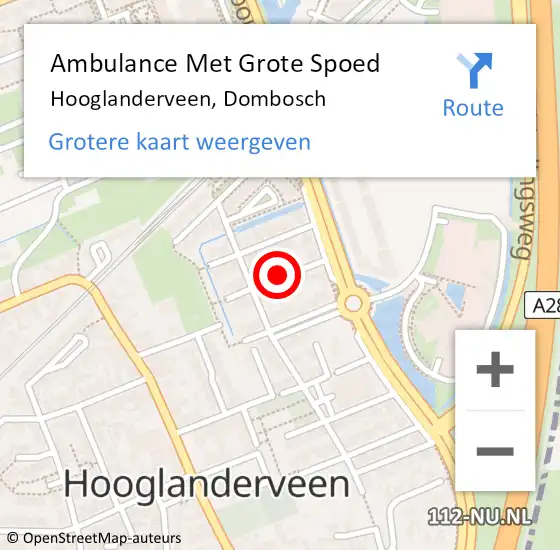 Locatie op kaart van de 112 melding: Ambulance Met Grote Spoed Naar Hooglanderveen, Dombosch op 3 november 2022 17:09