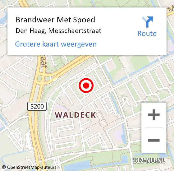 Locatie op kaart van de 112 melding: Brandweer Met Spoed Naar Den Haag, Messchaertstraat op 3 november 2022 17:36