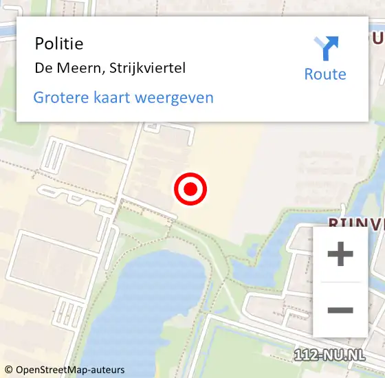 Locatie op kaart van de 112 melding: Politie De Meern, Strijkviertel op 3 november 2022 17:49