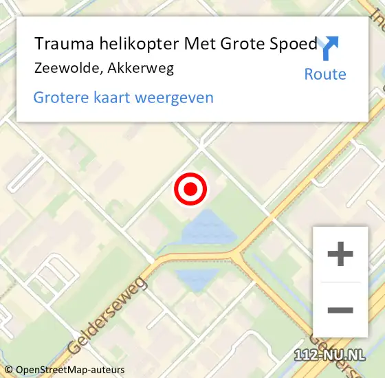 Locatie op kaart van de 112 melding: Trauma helikopter Met Grote Spoed Naar Zeewolde, Akkerweg op 3 november 2022 18:07