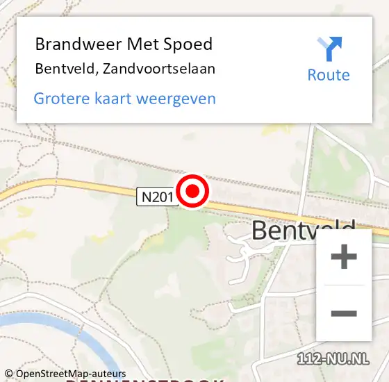 Locatie op kaart van de 112 melding: Brandweer Met Spoed Naar Bentveld, Zandvoortselaan op 3 november 2022 18:27