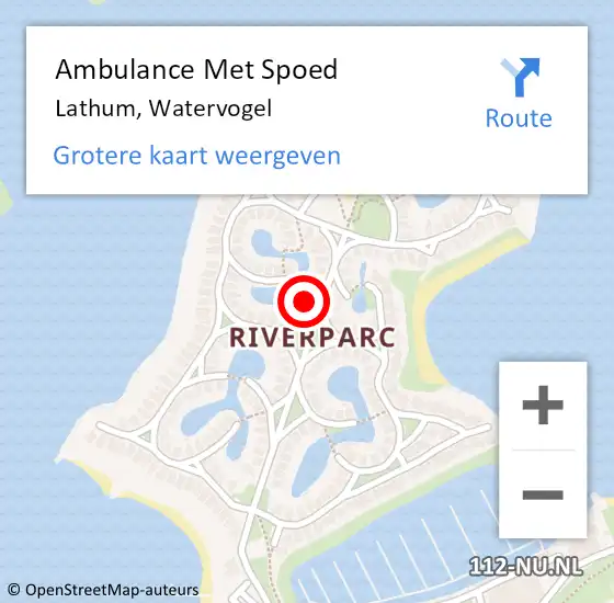 Locatie op kaart van de 112 melding: Ambulance Met Spoed Naar Lathum, Watervogel op 3 november 2022 18:27