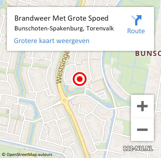 Locatie op kaart van de 112 melding: Brandweer Met Grote Spoed Naar Bunschoten-Spakenburg, Torenvalk op 3 november 2022 18:54