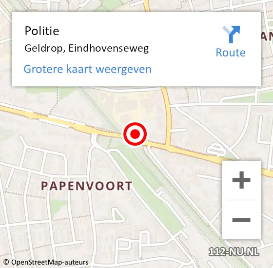 Locatie op kaart van de 112 melding: Politie Geldrop, Eindhovenseweg op 3 november 2022 19:18