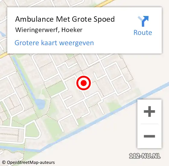 Locatie op kaart van de 112 melding: Ambulance Met Grote Spoed Naar Wieringerwerf, Hoeker op 3 november 2022 19:20