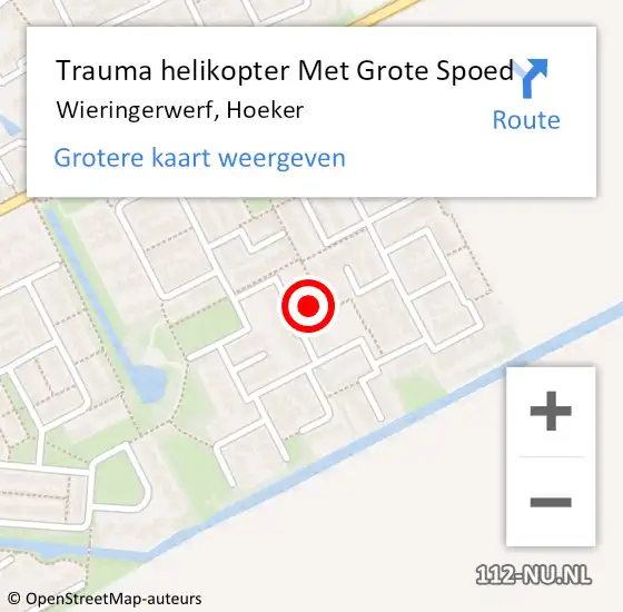 Locatie op kaart van de 112 melding: Trauma helikopter Met Grote Spoed Naar Wieringerwerf, Hoeker op 3 november 2022 19:21