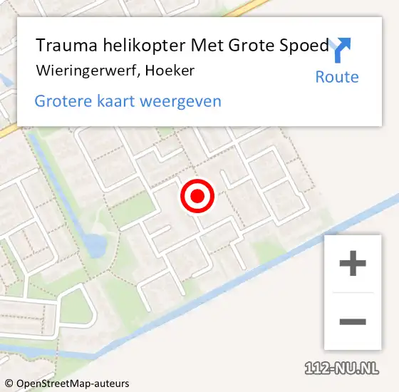 Locatie op kaart van de 112 melding: Trauma helikopter Met Grote Spoed Naar Wieringerwerf, Hoeker op 3 november 2022 19:28