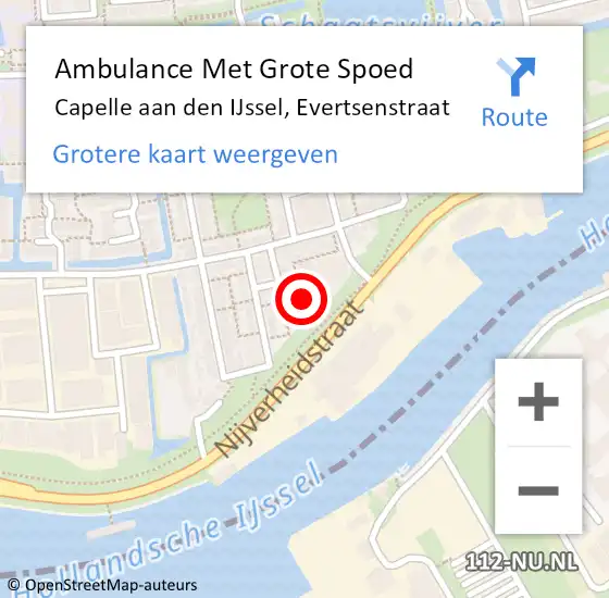 Locatie op kaart van de 112 melding: Ambulance Met Grote Spoed Naar Capelle aan den IJssel, Evertsenstraat op 3 november 2022 19:38