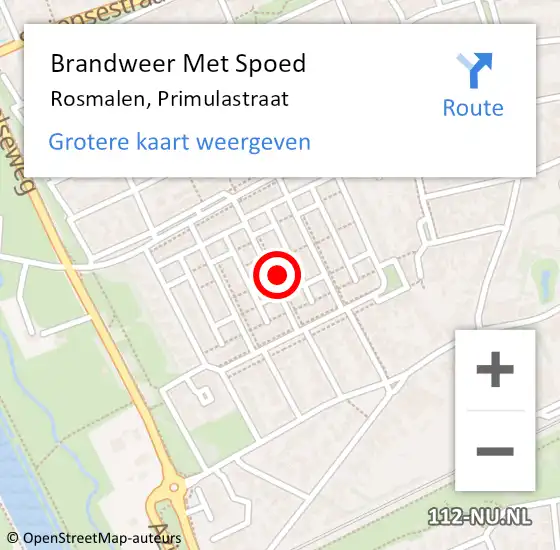 Locatie op kaart van de 112 melding: Brandweer Met Spoed Naar Rosmalen, Primulastraat op 3 november 2022 19:59