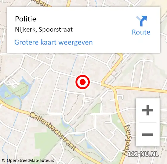 Locatie op kaart van de 112 melding: Politie Nijkerk, Spoorstraat op 3 november 2022 20:04